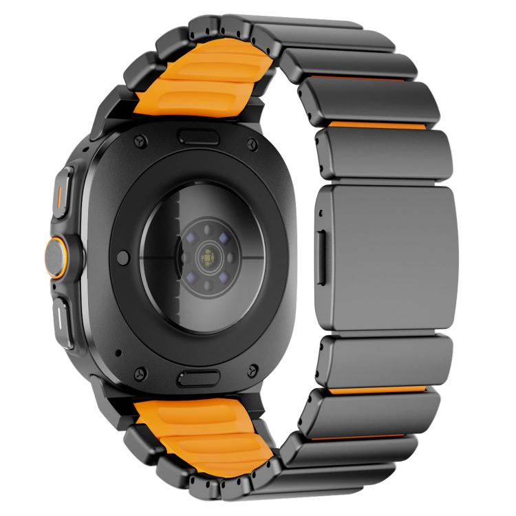 For Samsung Galaxy Watch Ultra 47mm / Ultra 2025 Magnetic Buckle Single-Bead Silicone Stainless Steel Watch Band