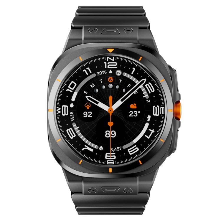 For Samsung Galaxy Watch Ultra 47mm / Ultra 2025 Magnetic Buckle Single-Bead Silicone Stainless Steel Watch Band