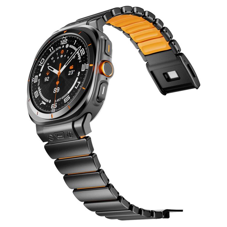 For Samsung Galaxy Watch Ultra 47mm / Ultra 2025 Magnetic Buckle Single-Bead Silicone Stainless Steel Watch Band