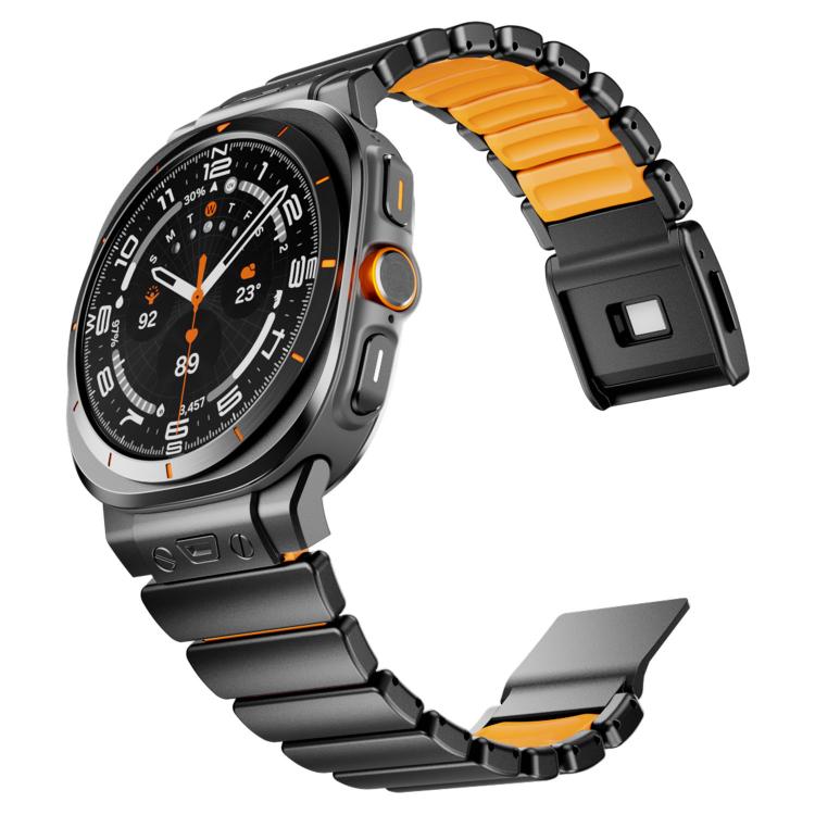 For Samsung Galaxy Watch Ultra 47mm / Ultra 2025 Magnetic Buckle Single-Bead Silicone Stainless Steel Watch Band