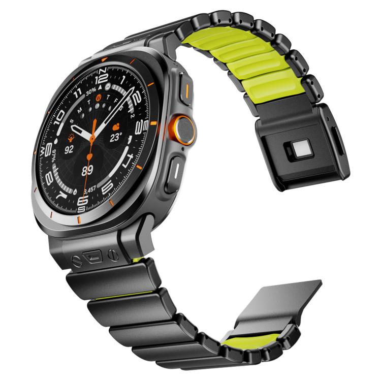 For Samsung Galaxy Watch Ultra 47mm / Ultra 2025 Magnetic Buckle Single-Bead Silicone Stainless Steel Watch Band