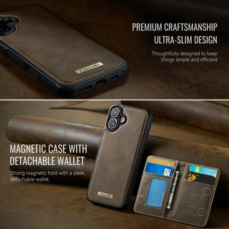 For iPhone 17 CaseMe Me80 Series Detachable Wallet Magnetic RFID Vegan Leather Phone Case