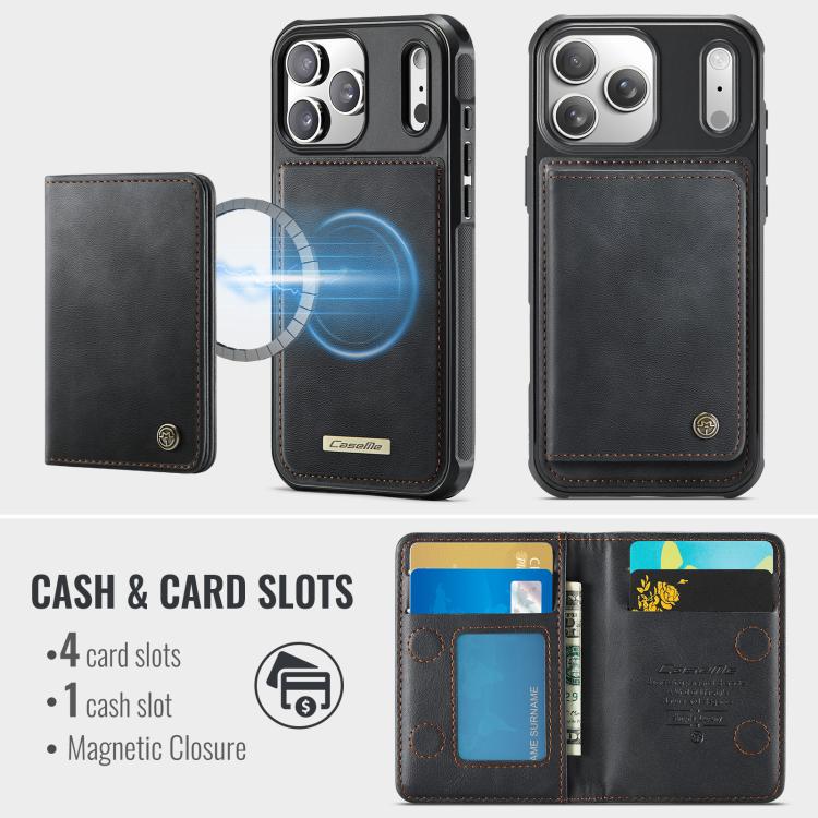 For iPhone 17 Pro CaseMe Me80 Series Detachable Wallet Magnetic RFID Vegan Leather Phone Case