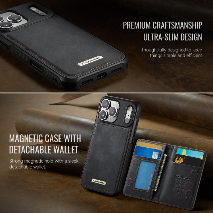 For iPhone 17 Pro CaseMe Me80 Series Detachable Wallet Magnetic RFID Vegan Leather Phone Case