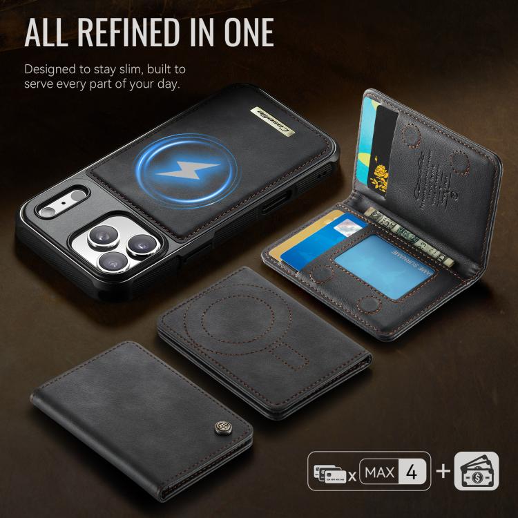 For iPhone 17 Pro CaseMe Me80 Series Detachable Wallet Magnetic RFID Vegan Leather Phone Case