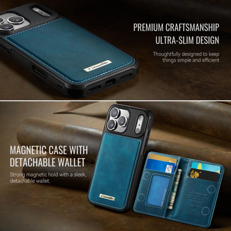 For iPhone 17 Pro CaseMe Me80 Series Detachable Wallet Magnetic RFID Vegan Leather Phone Case
