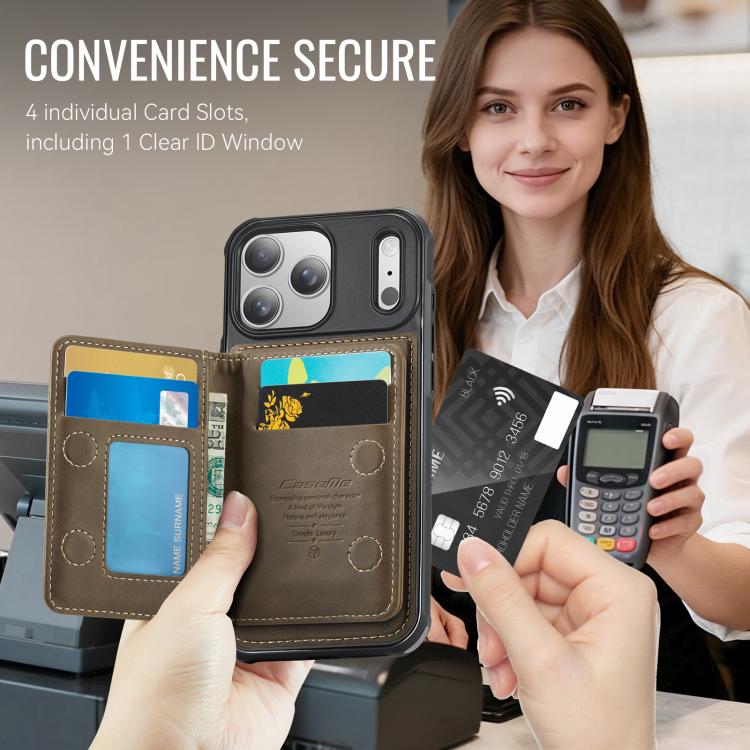 For iPhone 17 Pro Max CaseMe Me80 Series Detachable Wallet Magnetic RFID Vegan Leather Phone Case