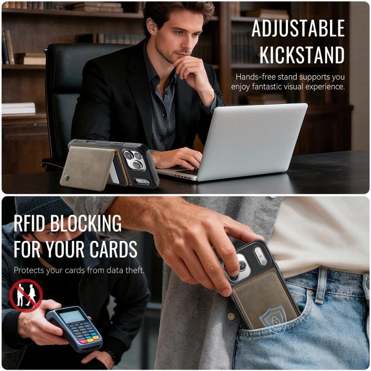 For iPhone 17 Pro Max CaseMe Me80 Series Detachable Wallet Magnetic RFID Vegan Leather Phone Case