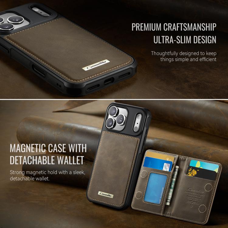 For iPhone 17 Pro Max CaseMe Me80 Series Detachable Wallet Magnetic RFID Vegan Leather Phone Case