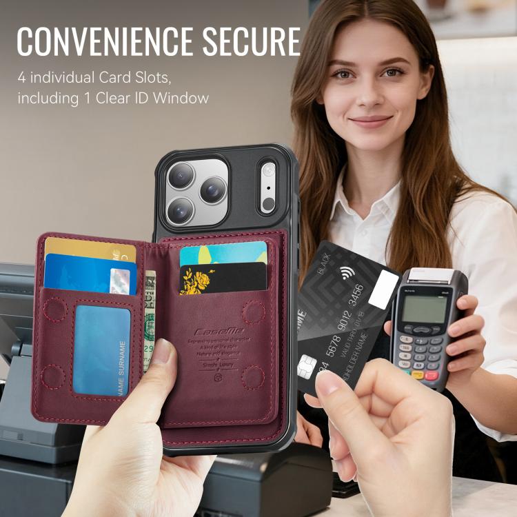 For iPhone 17 Pro Max CaseMe Me80 Series Detachable Wallet Magnetic RFID Vegan Leather Phone Case
