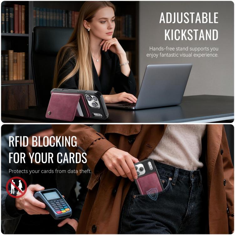 For iPhone 17 Pro Max CaseMe Me80 Series Detachable Wallet Magnetic RFID Vegan Leather Phone Case