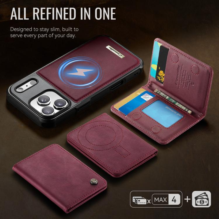For iPhone 17 Pro Max CaseMe Me80 Series Detachable Wallet Magnetic RFID Vegan Leather Phone Case