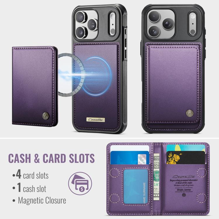 For iPhone 17 Pro Max CaseMe Me80 Series Detachable Wallet Magnetic RFID Vegan Leather Phone Case