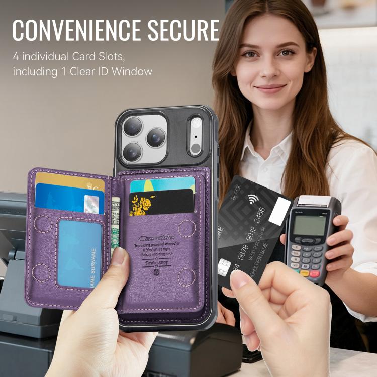 For iPhone 17 Pro Max CaseMe Me80 Series Detachable Wallet Magnetic RFID Vegan Leather Phone Case