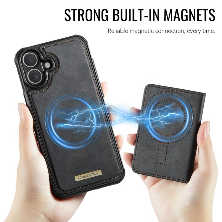 For iPhone 16 CaseMe Me80 Series Detachable Wallet Magnetic RFID Vegan Leather Phone Case