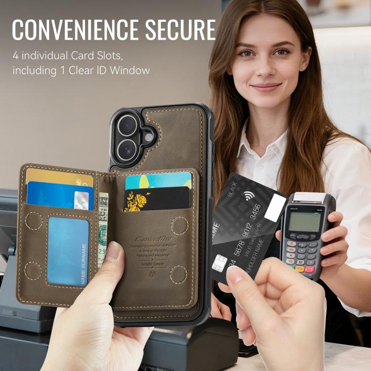 For iPhone 16 CaseMe Me80 Series Detachable Wallet Magnetic RFID Vegan Leather Phone Case
