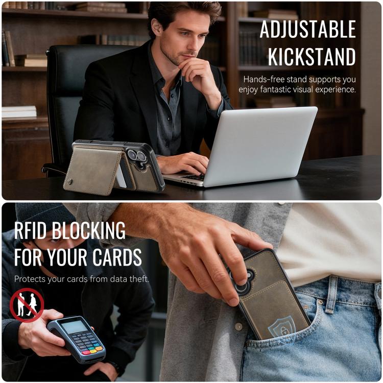 For iPhone 16 CaseMe Me80 Series Detachable Wallet Magnetic RFID Vegan Leather Phone Case