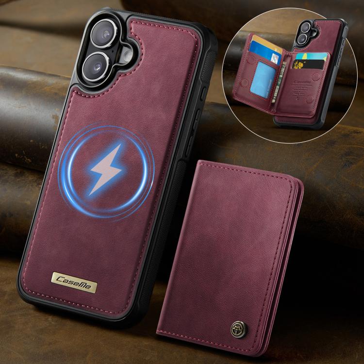 For iPhone 16 CaseMe Me80 Series Detachable Wallet Magnetic RFID Vegan Leather Phone Case