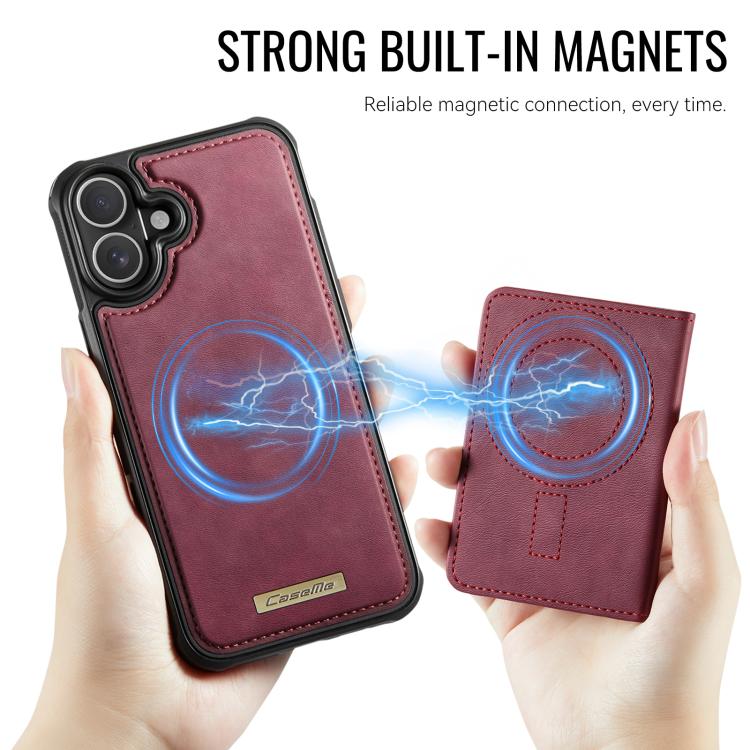 For iPhone 16 CaseMe Me80 Series Detachable Wallet Magnetic RFID Vegan Leather Phone Case