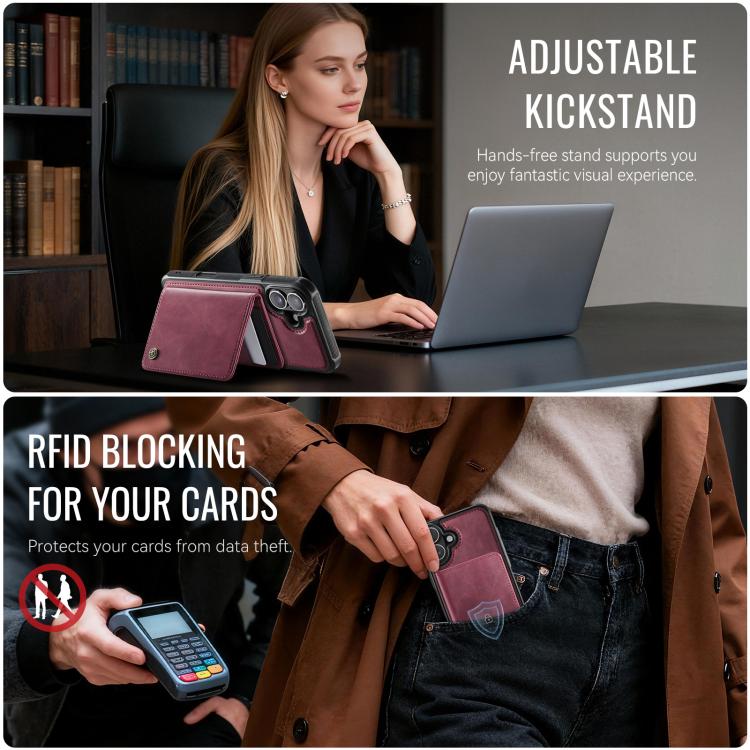 For iPhone 16 Plus CaseMe Me80 Series Detachable Wallet Magnetic RFID Vegan Leather Phone Case