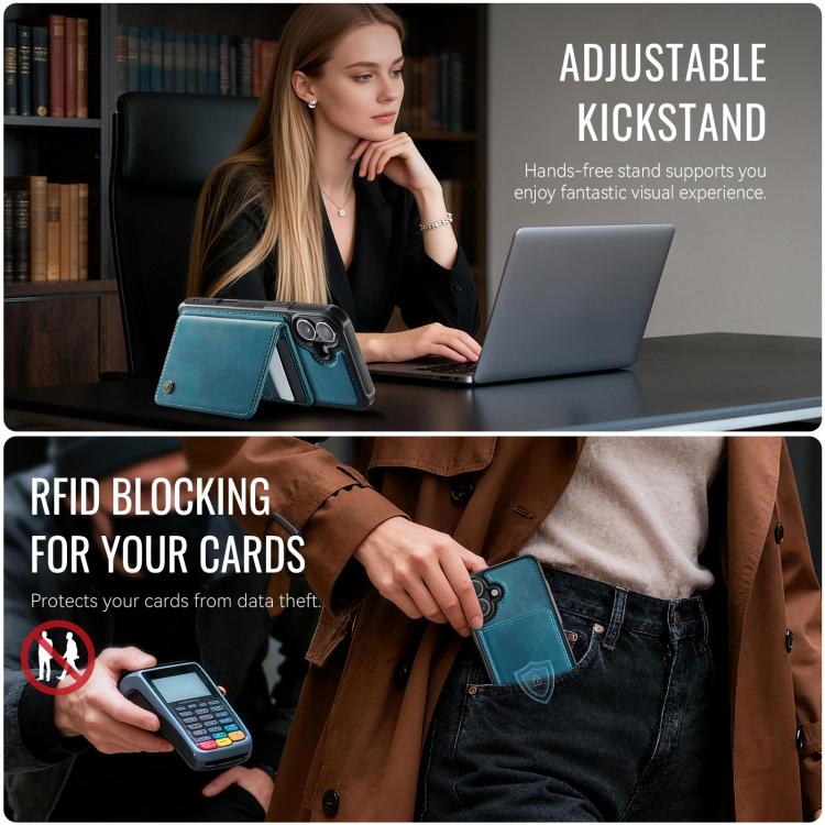 For iPhone 16 Plus CaseMe Me80 Series Detachable Wallet Magnetic RFID Vegan Leather Phone Case