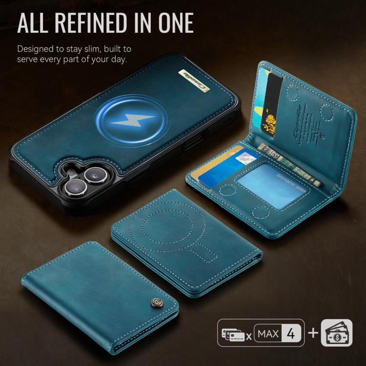 For iPhone 16 Plus CaseMe Me80 Series Detachable Wallet Magnetic RFID Vegan Leather Phone Case