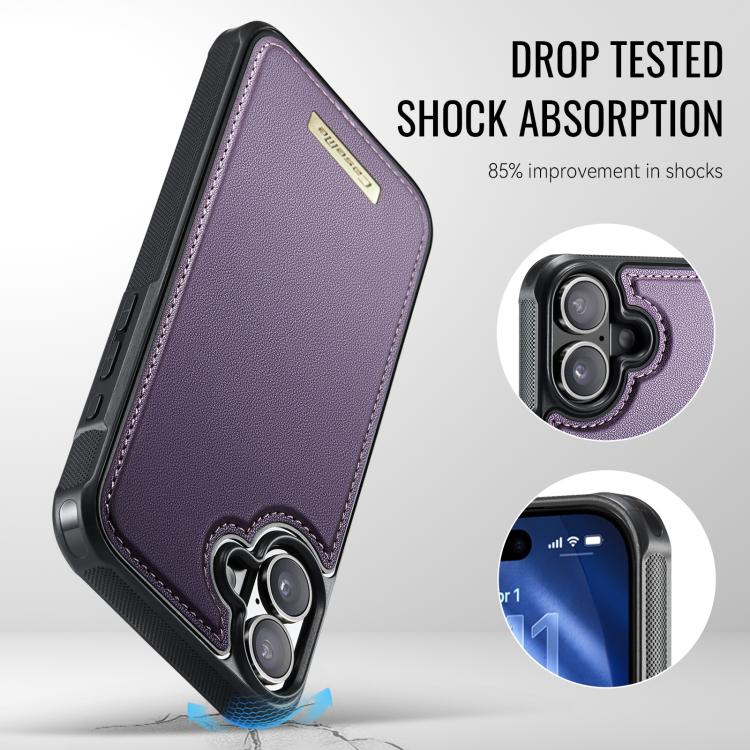 For iPhone 16 Plus CaseMe Me80 Series Detachable Wallet Magnetic RFID Vegan Leather Phone Case