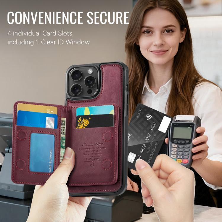 For iPhone 16 Pro CaseMe Me80 Series Detachable Wallet Magnetic RFID Vegan Leather Phone Case