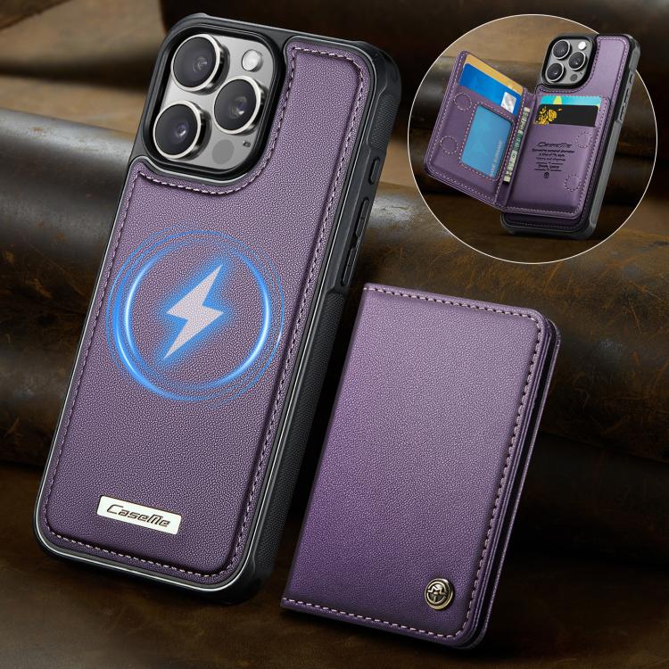 For iPhone 16 Pro CaseMe Me80 Series Detachable Wallet Magnetic RFID Vegan Leather Phone Case