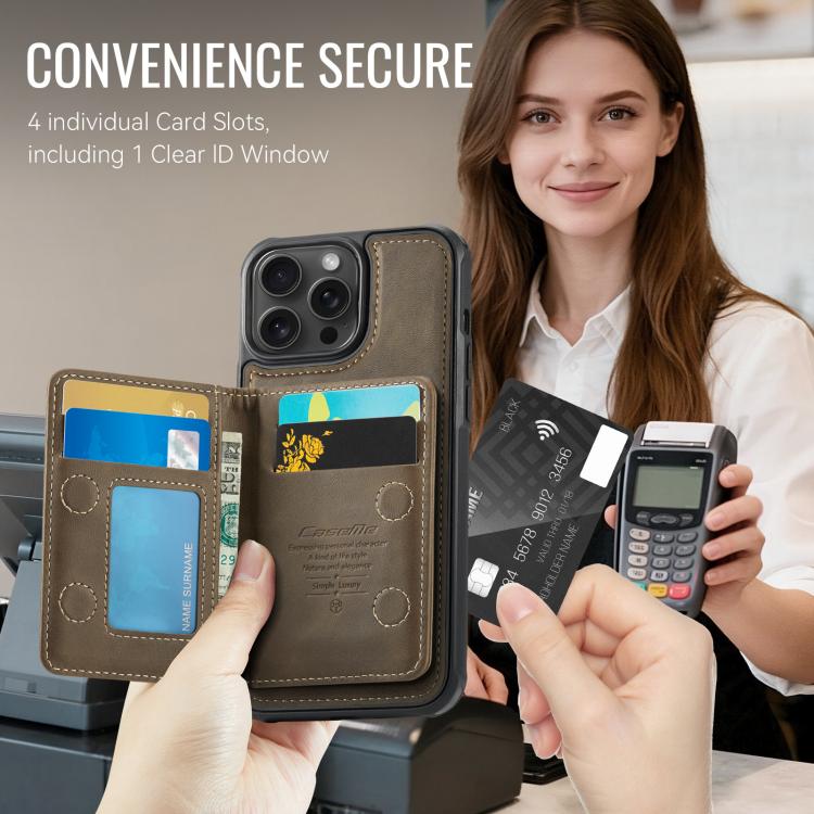 For iPhone 16 Pro Max CaseMe Me80 Series Detachable Wallet Magnetic RFID Vegan Leather Phone Case