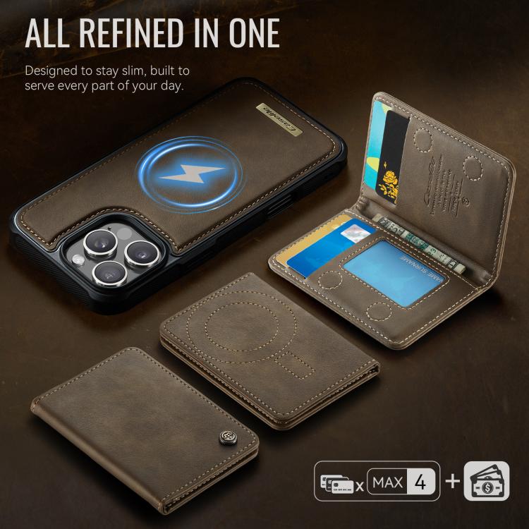 For iPhone 16 Pro Max CaseMe Me80 Series Detachable Wallet Magnetic RFID Vegan Leather Phone Case
