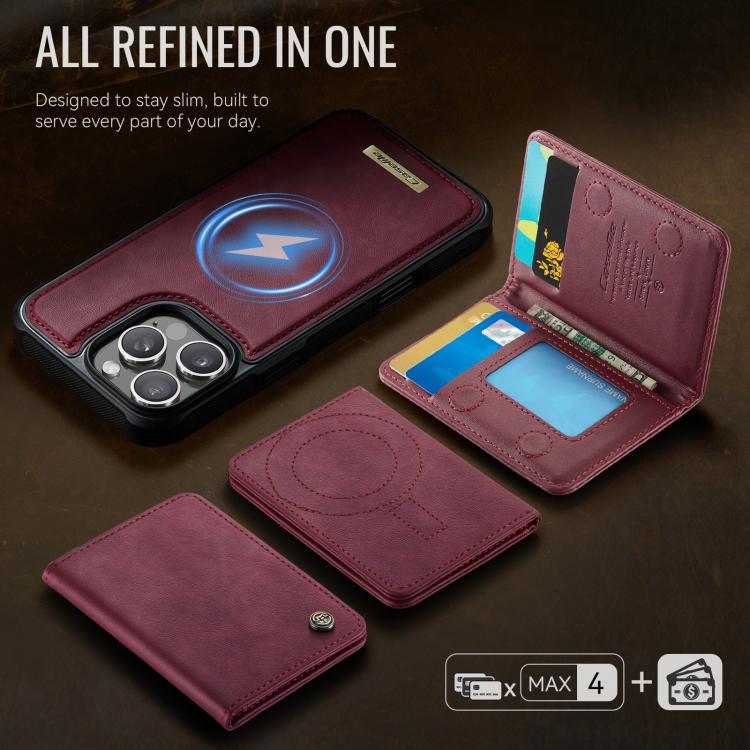 For iPhone 16 Pro Max CaseMe Me80 Series Detachable Wallet Magnetic RFID Vegan Leather Phone Case