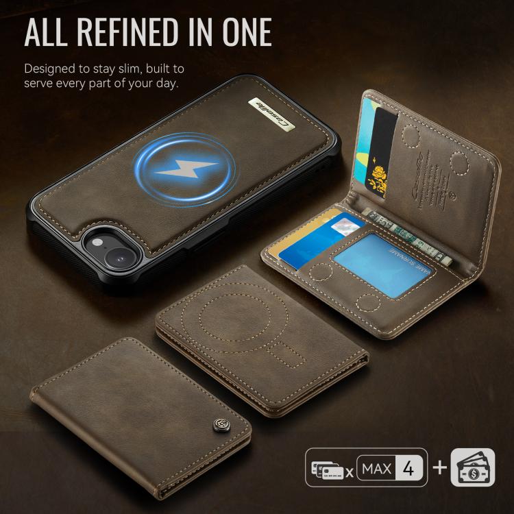 For iPhone 17e / 16e CaseMe Me80 Series Detachable Wallet Magnetic RFID Vegan Leather Phone Case
