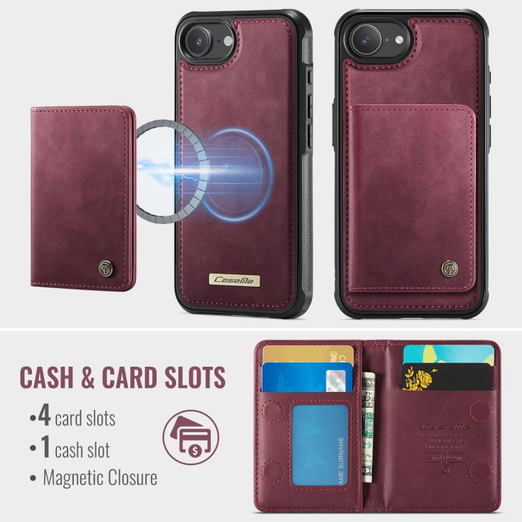 For iPhone 17e / 16e CaseMe Me80 Series Detachable Wallet Magnetic RFID Vegan Leather Phone Case
