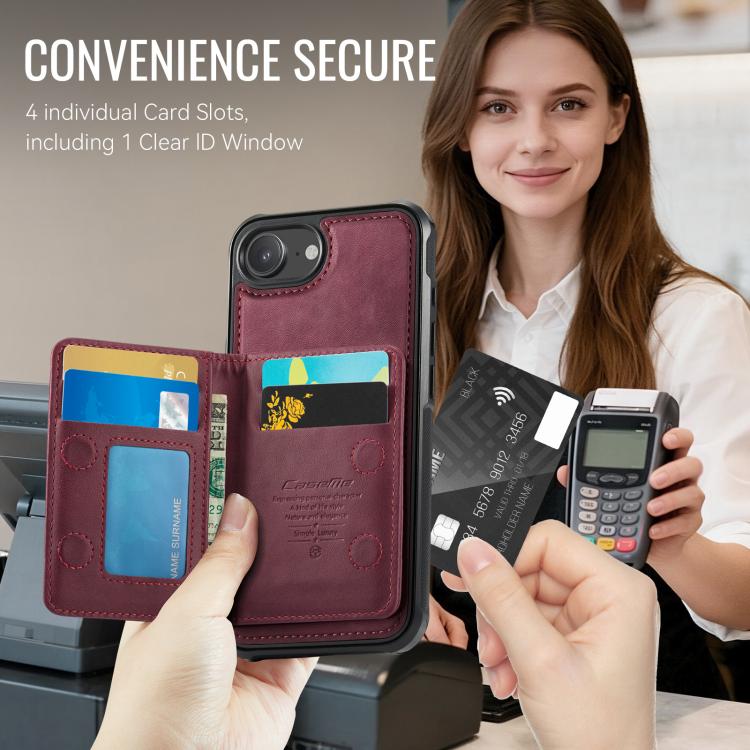 For iPhone 17e / 16e CaseMe Me80 Series Detachable Wallet Magnetic RFID Vegan Leather Phone Case