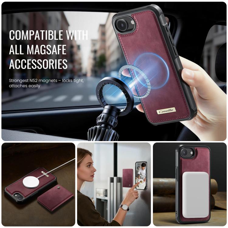 For iPhone 17e / 16e CaseMe Me80 Series Detachable Wallet Magnetic RFID Vegan Leather Phone Case