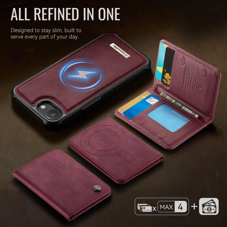 For iPhone 17e / 16e CaseMe Me80 Series Detachable Wallet Magnetic RFID Vegan Leather Phone Case