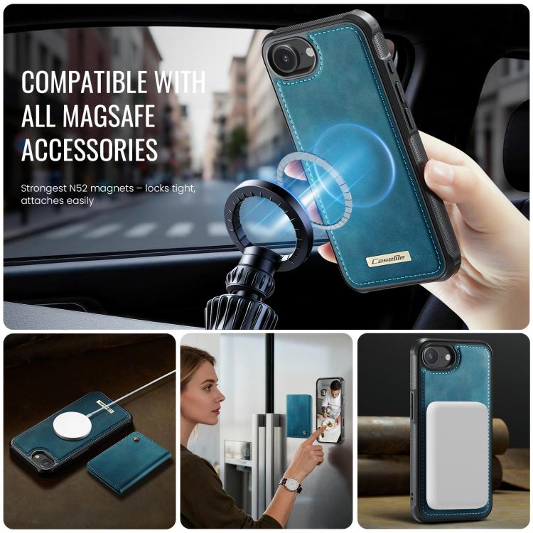 For iPhone 17e / 16e CaseMe Me80 Series Detachable Wallet Magnetic RFID Vegan Leather Phone Case