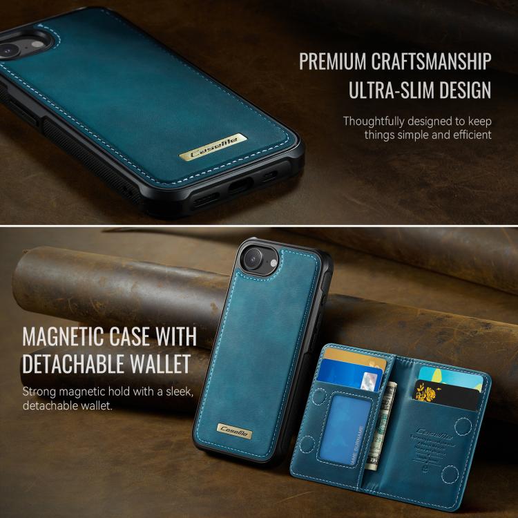 For iPhone 17e / 16e CaseMe Me80 Series Detachable Wallet Magnetic RFID Vegan Leather Phone Case