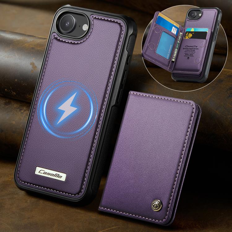 For iPhone 17e / 16e CaseMe Me80 Series Detachable Wallet Magnetic RFID Vegan Leather Phone Case