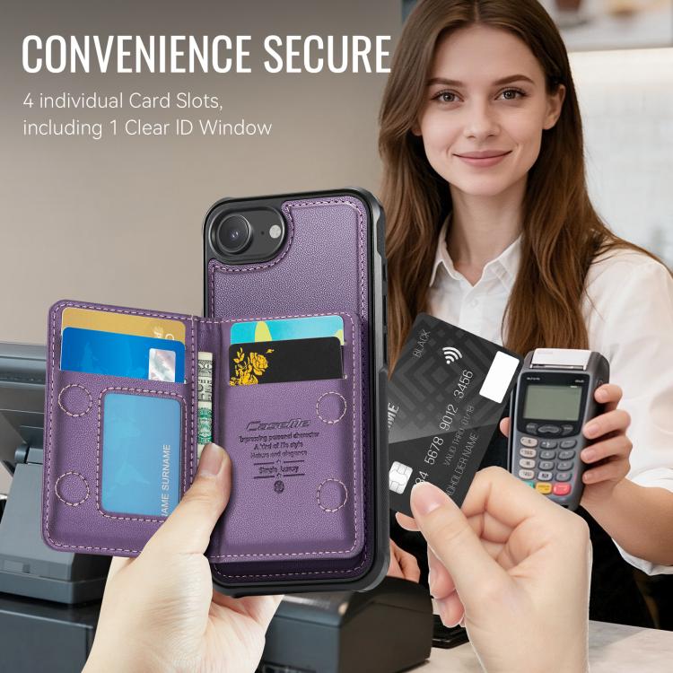 For iPhone 17e / 16e CaseMe Me80 Series Detachable Wallet Magnetic RFID Vegan Leather Phone Case