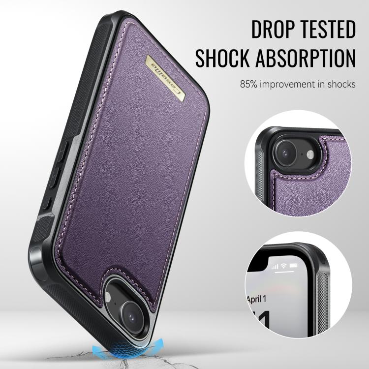 For iPhone 17e / 16e CaseMe Me80 Series Detachable Wallet Magnetic RFID Vegan Leather Phone Case