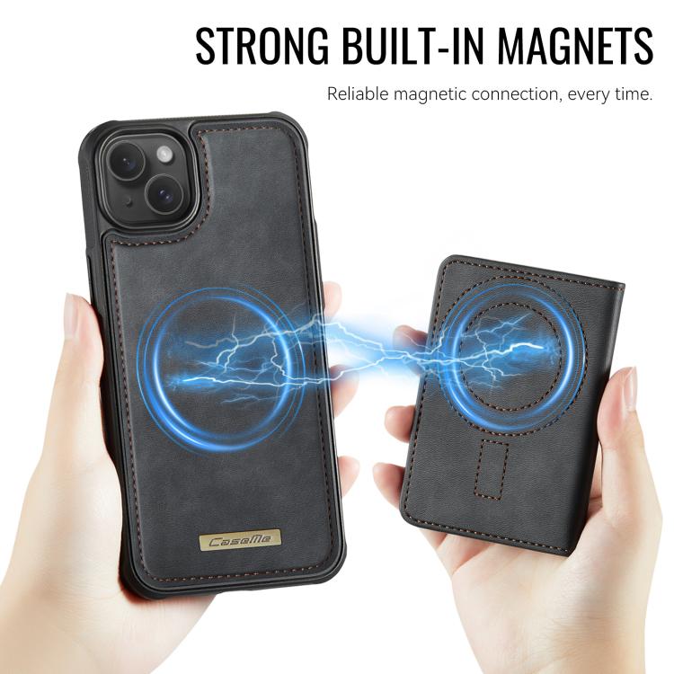 For iPhone 15 CaseMe Me80 Series Detachable Wallet Magnetic RFID Vegan Leather Phone Case