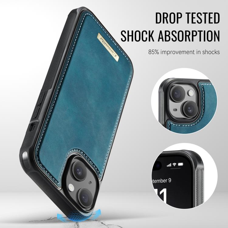 For iPhone 15 CaseMe Me80 Series Detachable Wallet Magnetic RFID Vegan Leather Phone Case