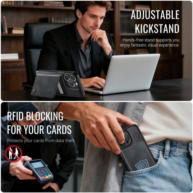 For iPhone 15 Pro CaseMe Me80 Series Detachable Wallet Magnetic RFID Vegan Leather Phone Case