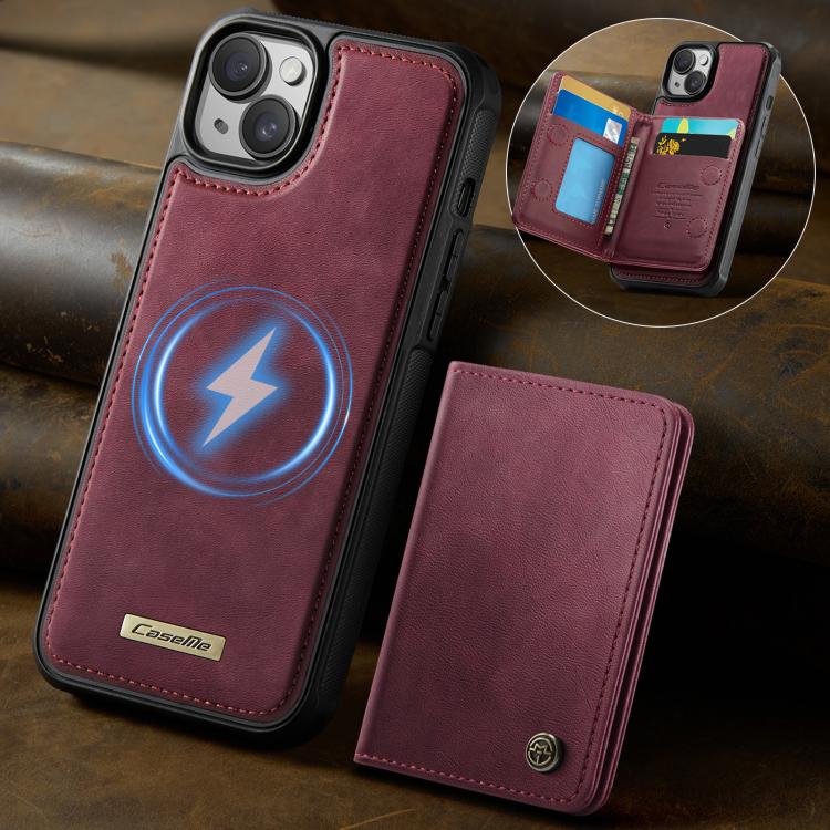 For iPhone 15 Plus / 14 Plus CaseMe Me80 Series Detachable Wallet Magnetic RFID Vegan Leather Phone Case