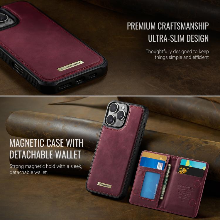 For iPhone 14 CaseMe Me80 Series Detachable Wallet Magnetic RFID Vegan Leather Phone Case