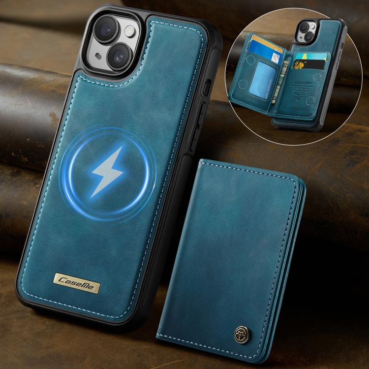 For iPhone 14 CaseMe Me80 Series Detachable Wallet Magnetic RFID Vegan Leather Phone Case