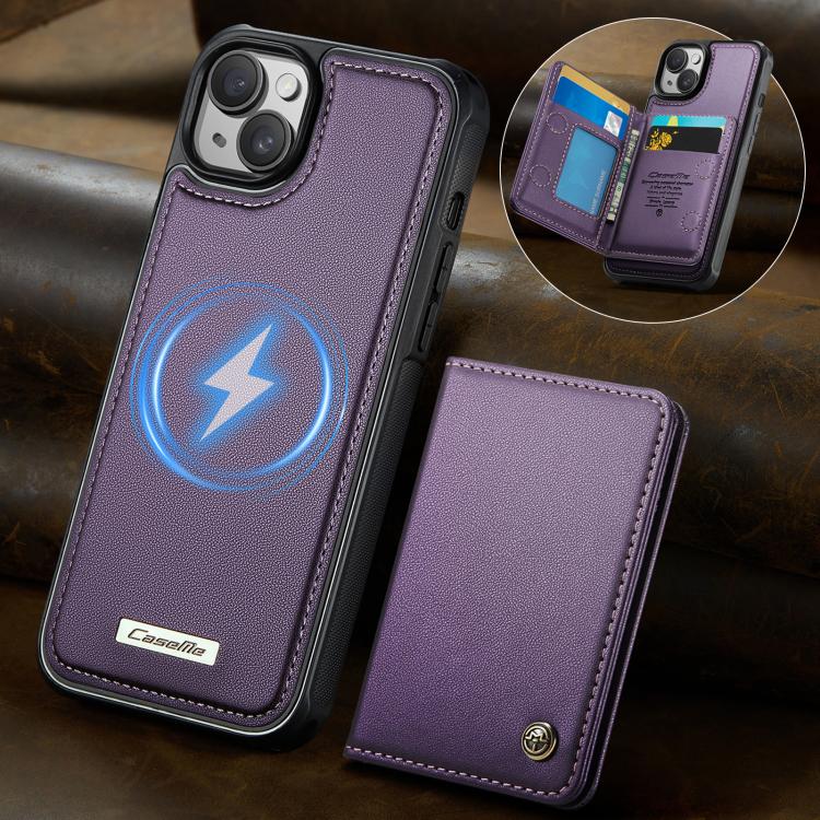 For iPhone 14 CaseMe Me80 Series Detachable Wallet Magnetic RFID Vegan Leather Phone Case