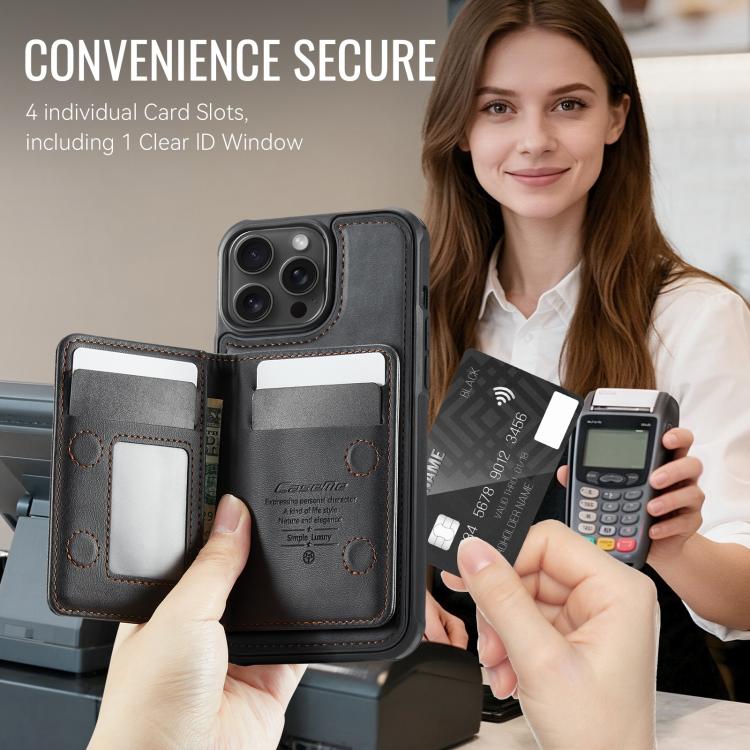 For iPhone 14 Pro CaseMe Me80 Series Detachable Wallet Magnetic RFID Vegan Leather Phone Case